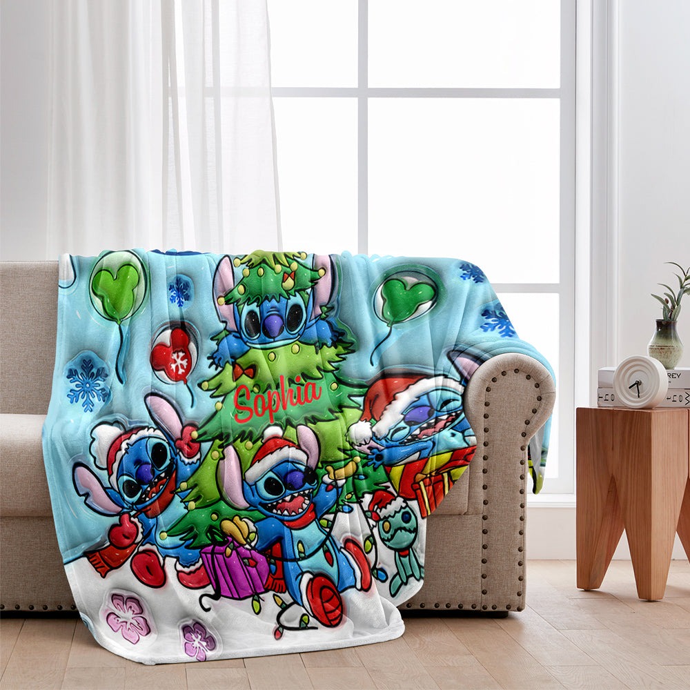 Personalized Christmas Blanket with Fun Characters for Kids Gift