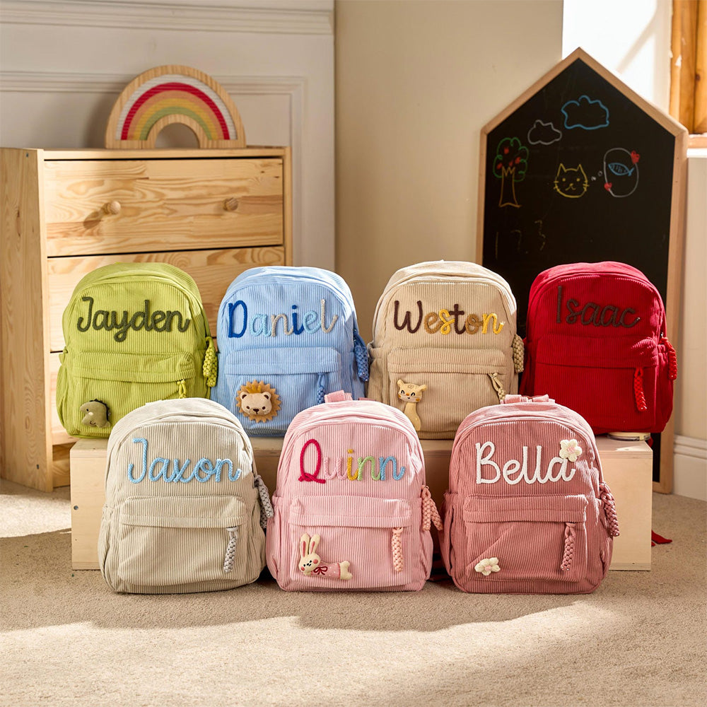 Personalized Corduroy Backpack for Kids - Custom Name Gift HN590 - Corduroy Backpack BCF fix GradoCreations