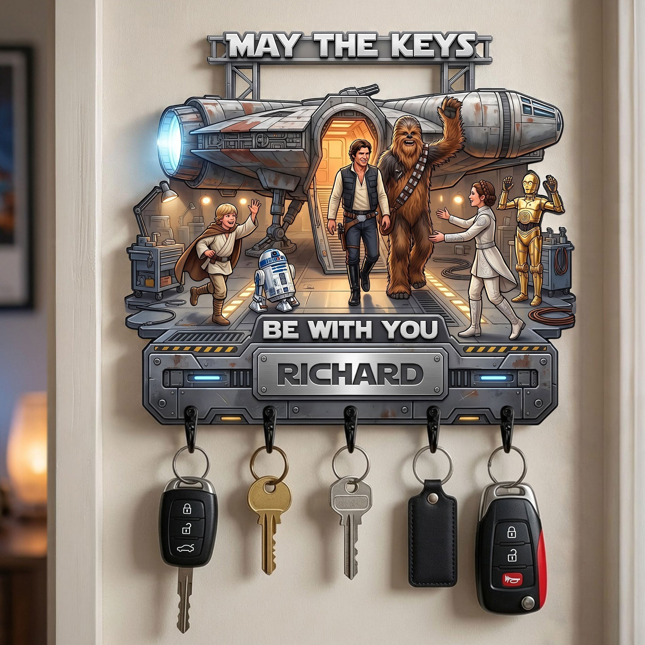 Personalized Star Wars Hanging Rack Customized Key Holder Gift for Movie Fans Hanging Rack GradoCreations