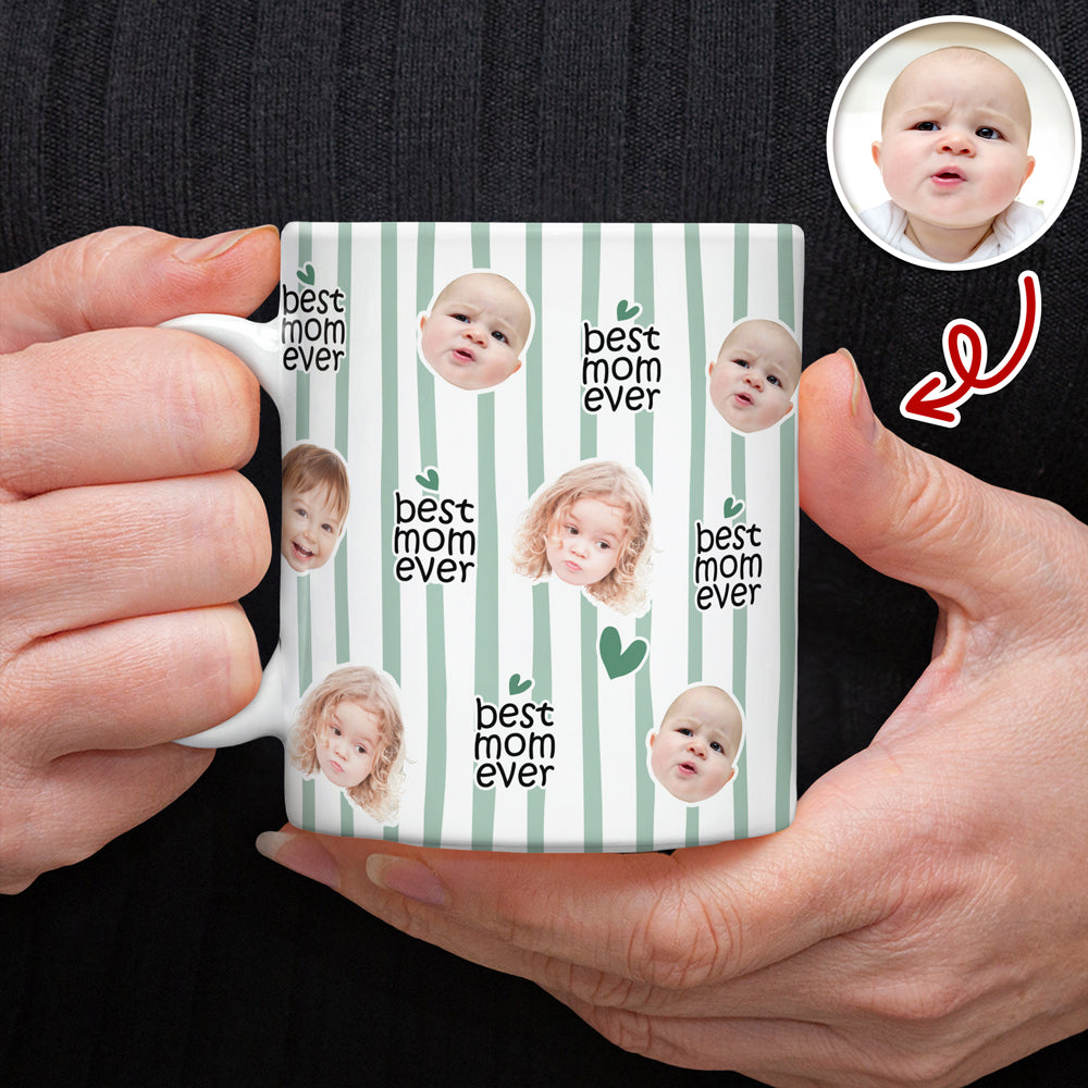 Personalized Full Mug Best Mom Ever Custom Face Gift for Mom HN590 - edge to edge mug GradoCreations