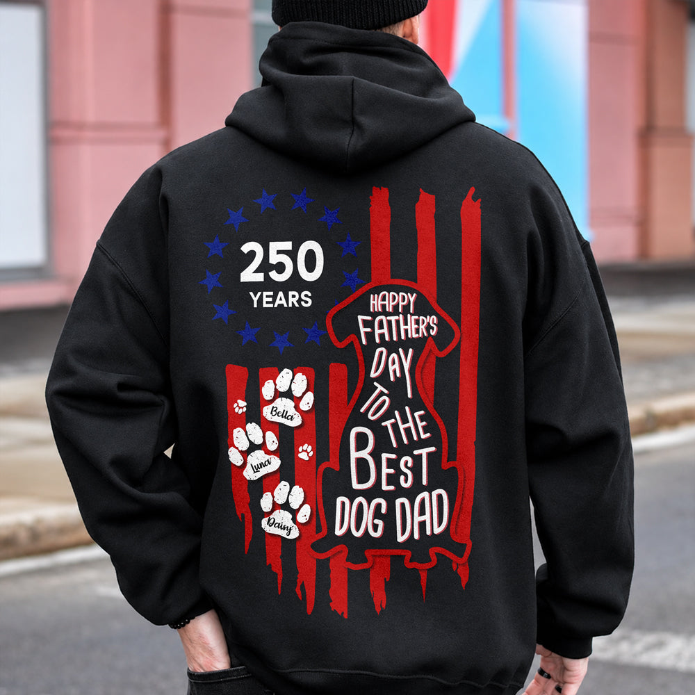 Personalized Father's Day Dog Dad T-Shirt Betsy Ross Flag HN590 - Tshirt Back GradoCreations