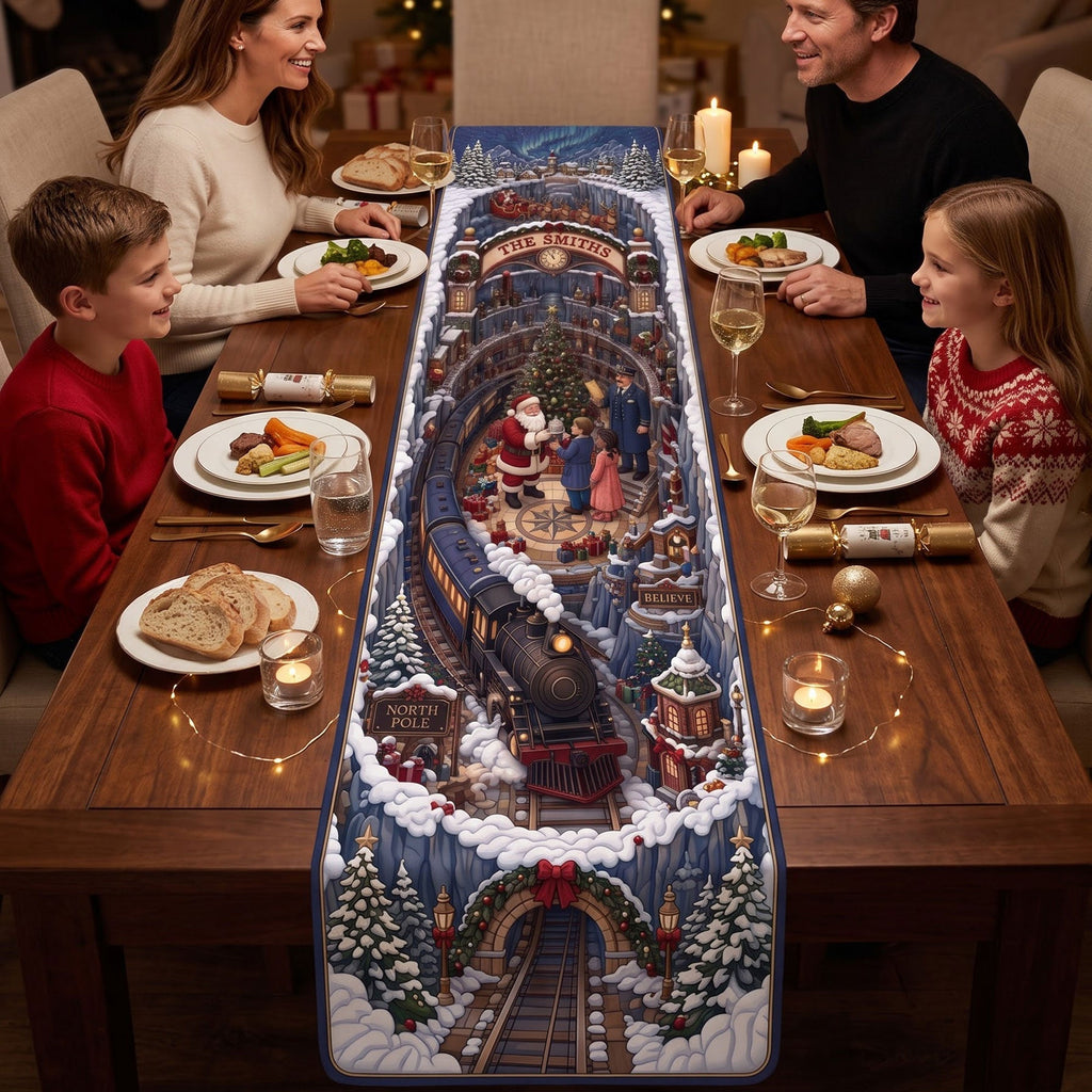 Personalized Christmas Village Quilt Table Runner Gift for Family Quilt Table Runner GradoCreations