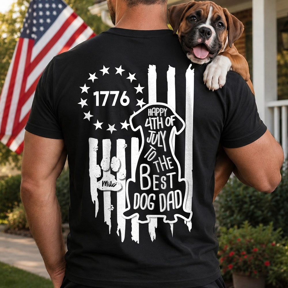Personalized Comfort Shirt for Dog Dad Independence Day Gift Comfort Shirt Back GradoCreations