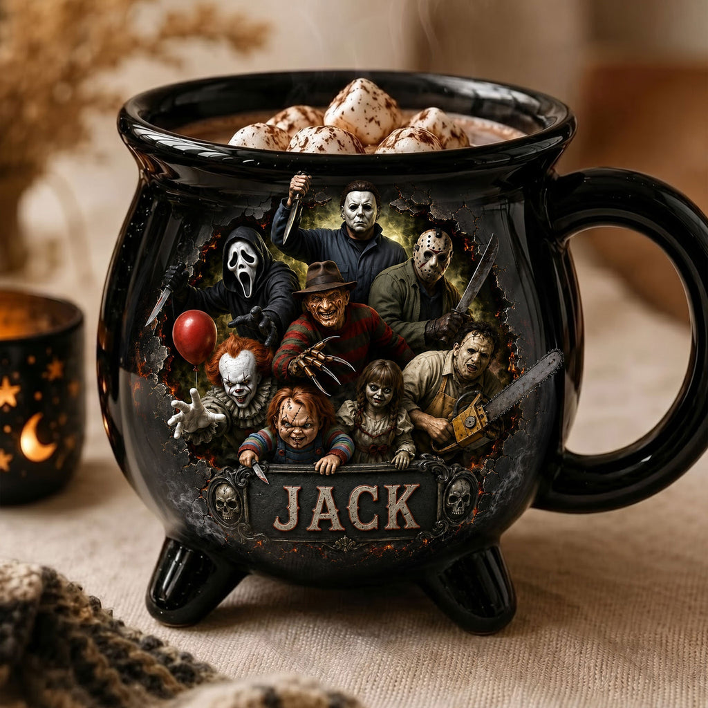 Personalized Cauldron Coffee Mug Halloween Gift for Horror Lovers Cauldron Coffee Mug GradoCreations