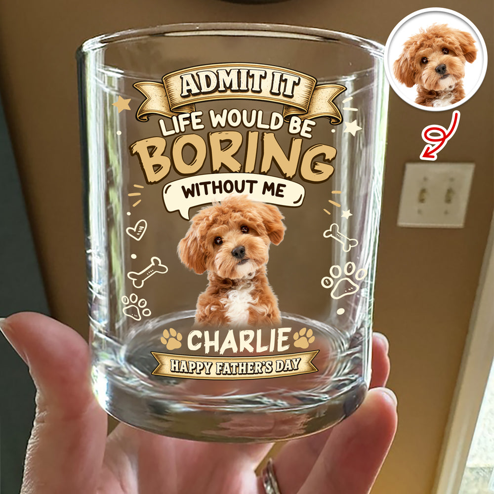 Personalized Photo Whiskey Glass Custom Gift for Dad HN590 - Print Rock Glass GradoCreations