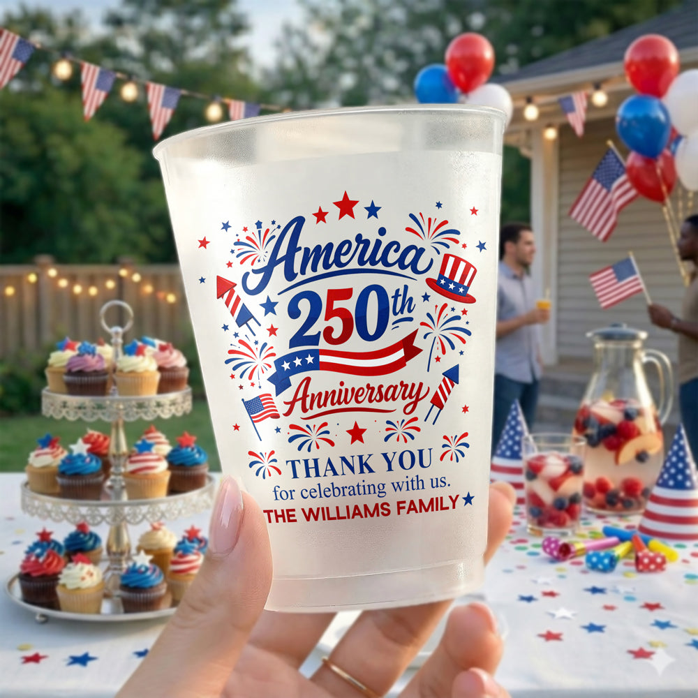 Personalized Family Name Party Cups Custom 250th Anniversary Celebration Gift HN590 - Cup GradoCreations