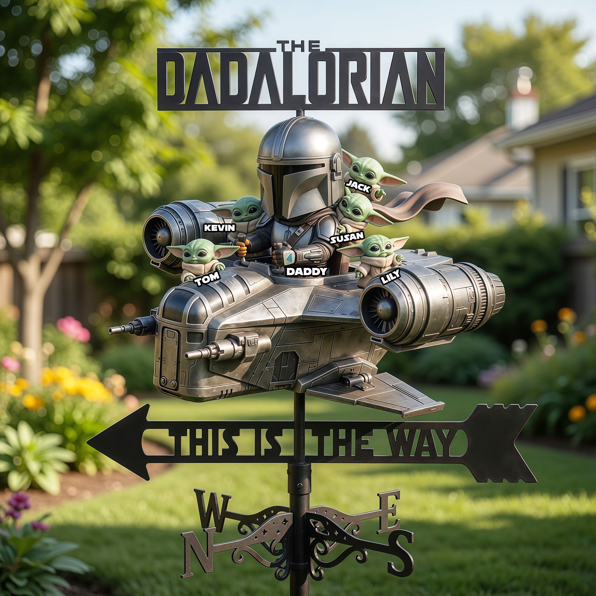 Personalized Dadalorian Weather Vane Custom Name Gift for Dad
