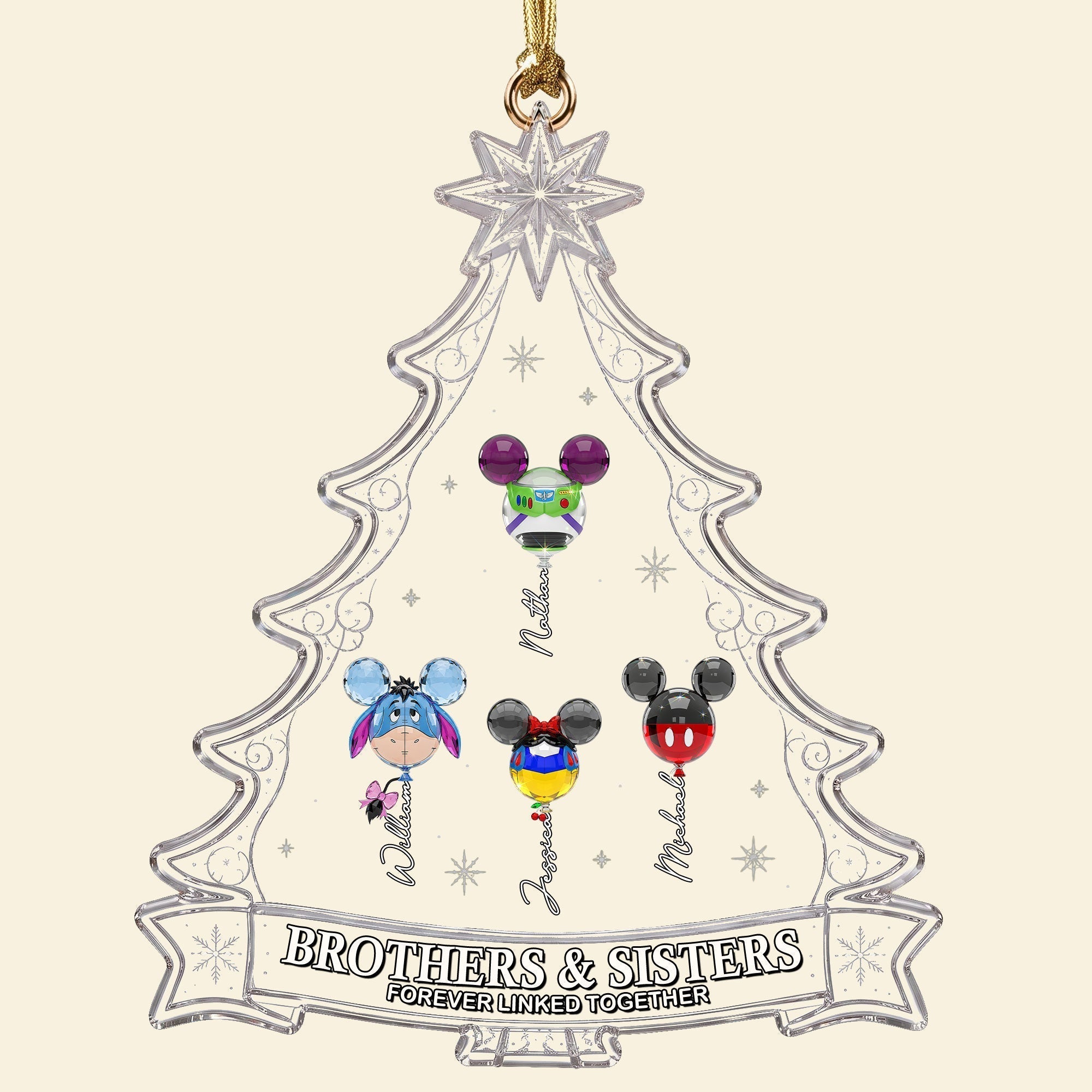 Personalized Acrylic Sibling Ornament for Christmas Gift Ornament GradoCreations