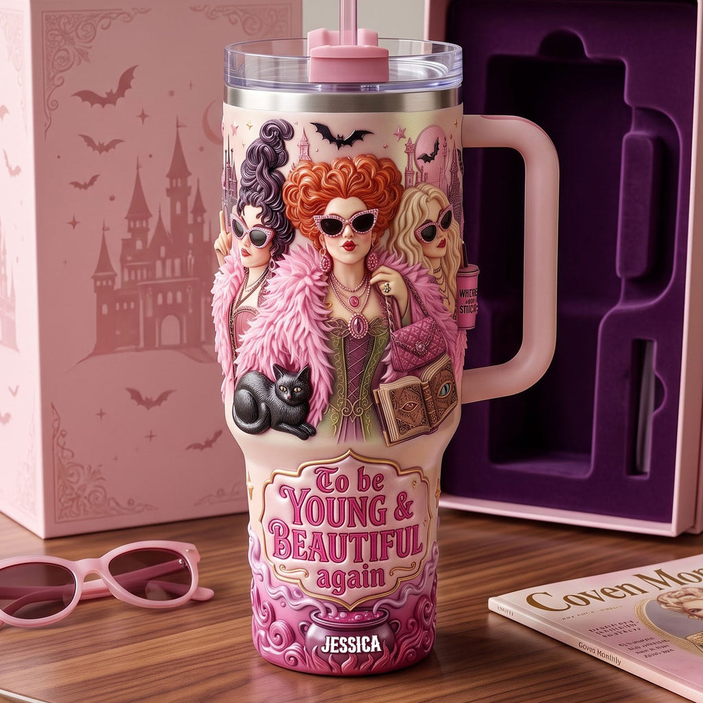 Personalized Retro Witch Sisters Tumbler Halloween Gift Tumbler GradoCreations