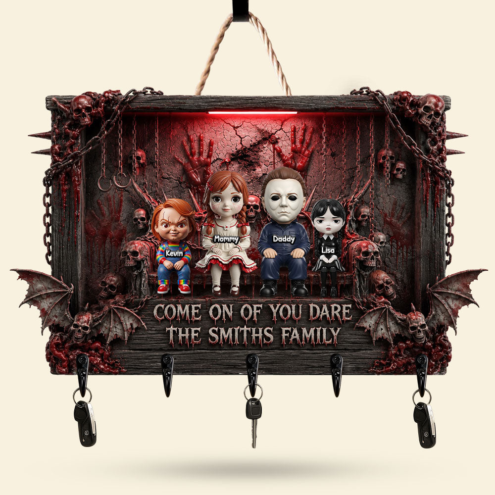 Personalized Horror Themed Hanging Rack for Family Gift Hanging Rack GradoCreations