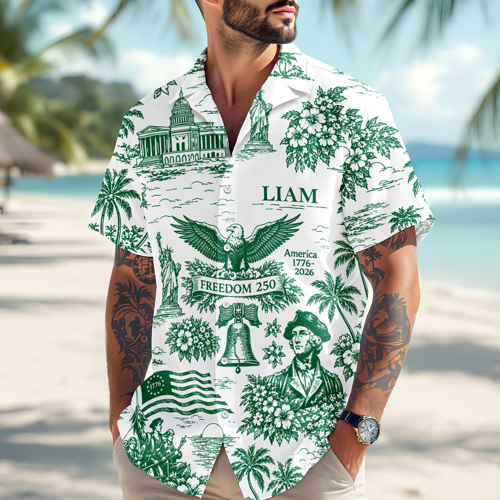 Personalized Hawaiian Shirt Custom Name 4th of July Gift for Dad HN590 - AOP Hawai Shirt GradoCreations