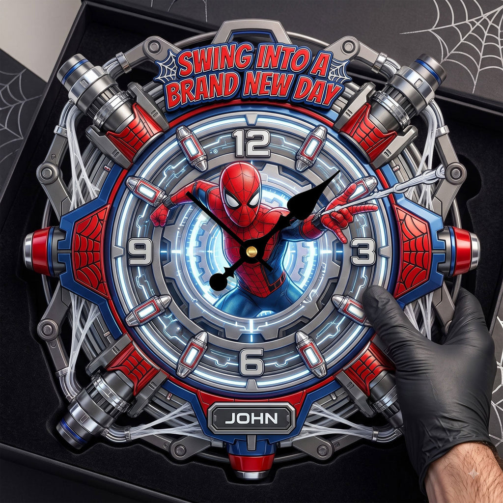 Personalized Hero Wall Hanging Clock for Movie Fans - Custom Name Gift Wall Hanging Clock GradoCreations