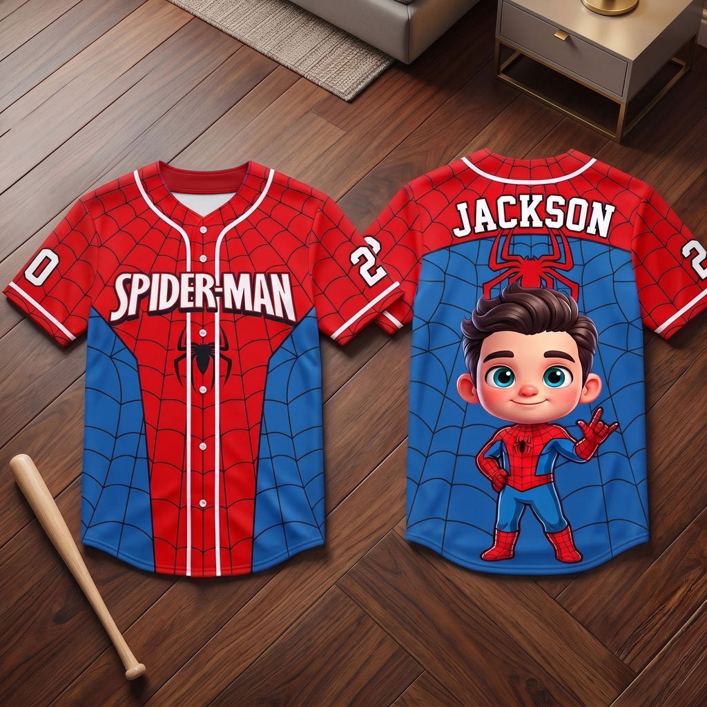 Personalized Spider-Man Baseball Jersey Custom Name Kids Gift Kid Baseball Jersey GradoCreations