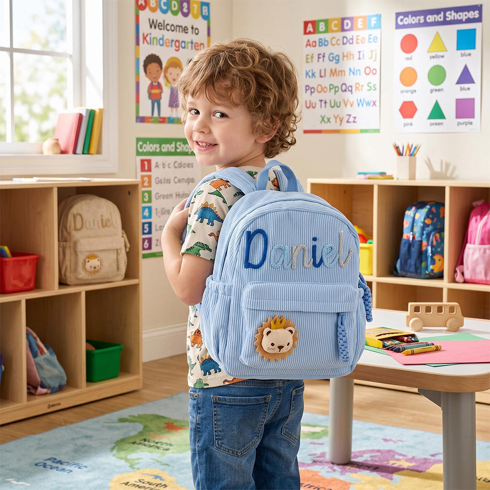 Personalized Corduroy Backpack for Kids - Custom Name Gift HN590 - Corduroy Backpack BCF fix GradoCreations
