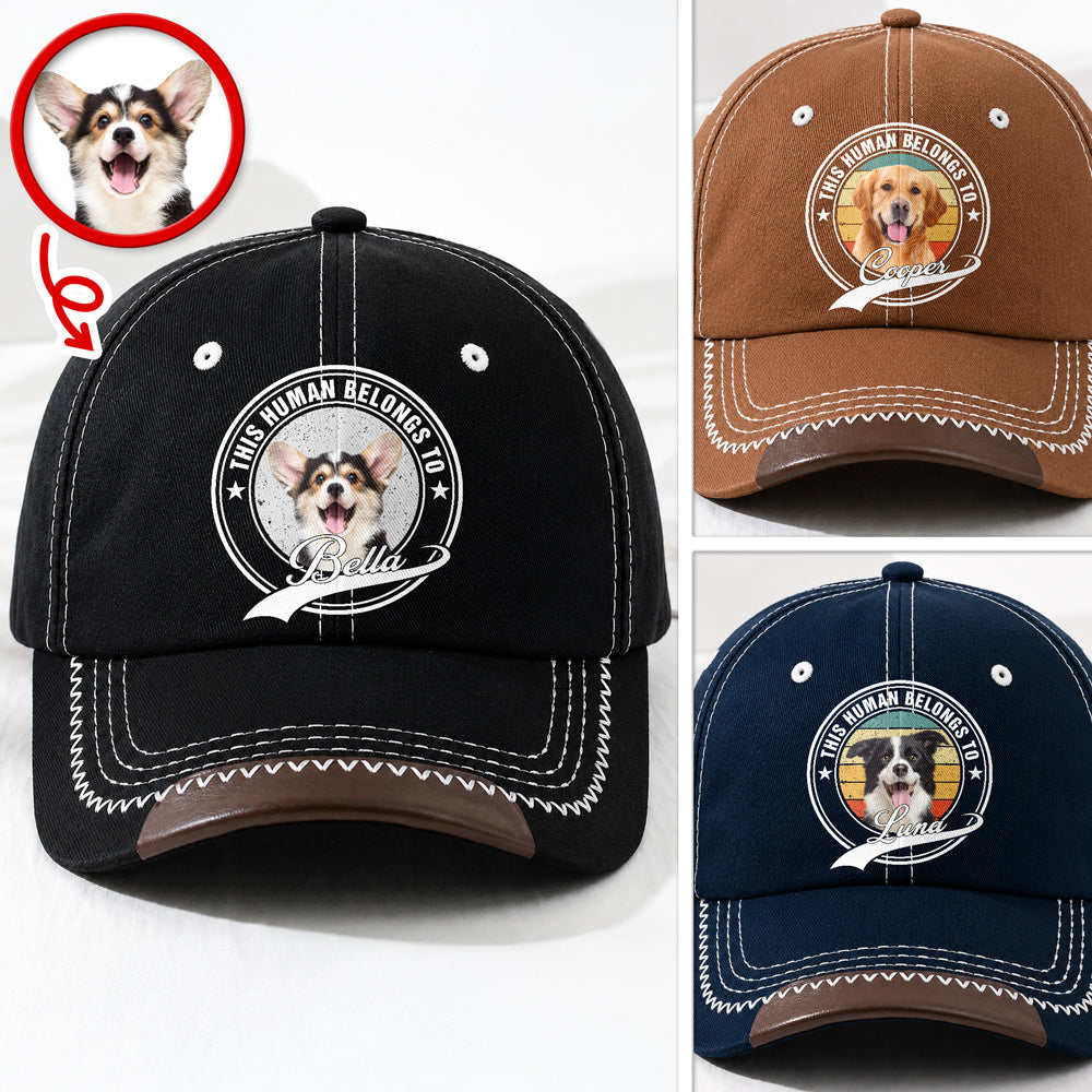 Personalized Dog Photo Baseball Cap Custom Name Gift for Pet Parents HN590 - Soft Baseball Cap GradoCreations
