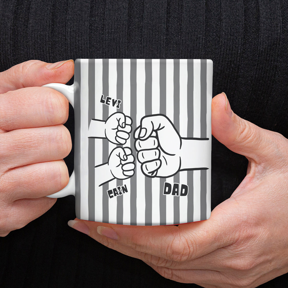 Personalized Fist Bump Coffee Mug Custom Gift for Dad HN590 - edge to edge mug GradoCreations