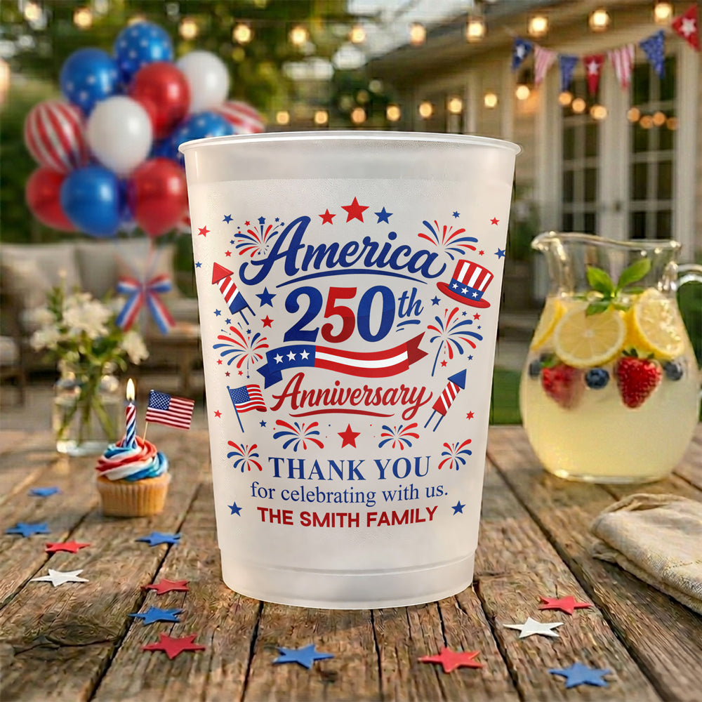 Personalized Family Name Party Cups Custom 250th Anniversary Celebration Gift HN590 - Cup GradoCreations