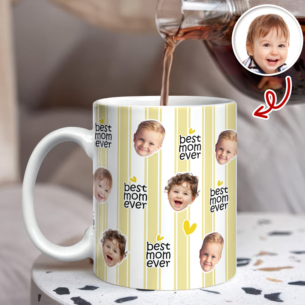 Personalized Full Mug Best Mom Ever Custom Face Gift for Mom HN590 - edge to edge mug GradoCreations