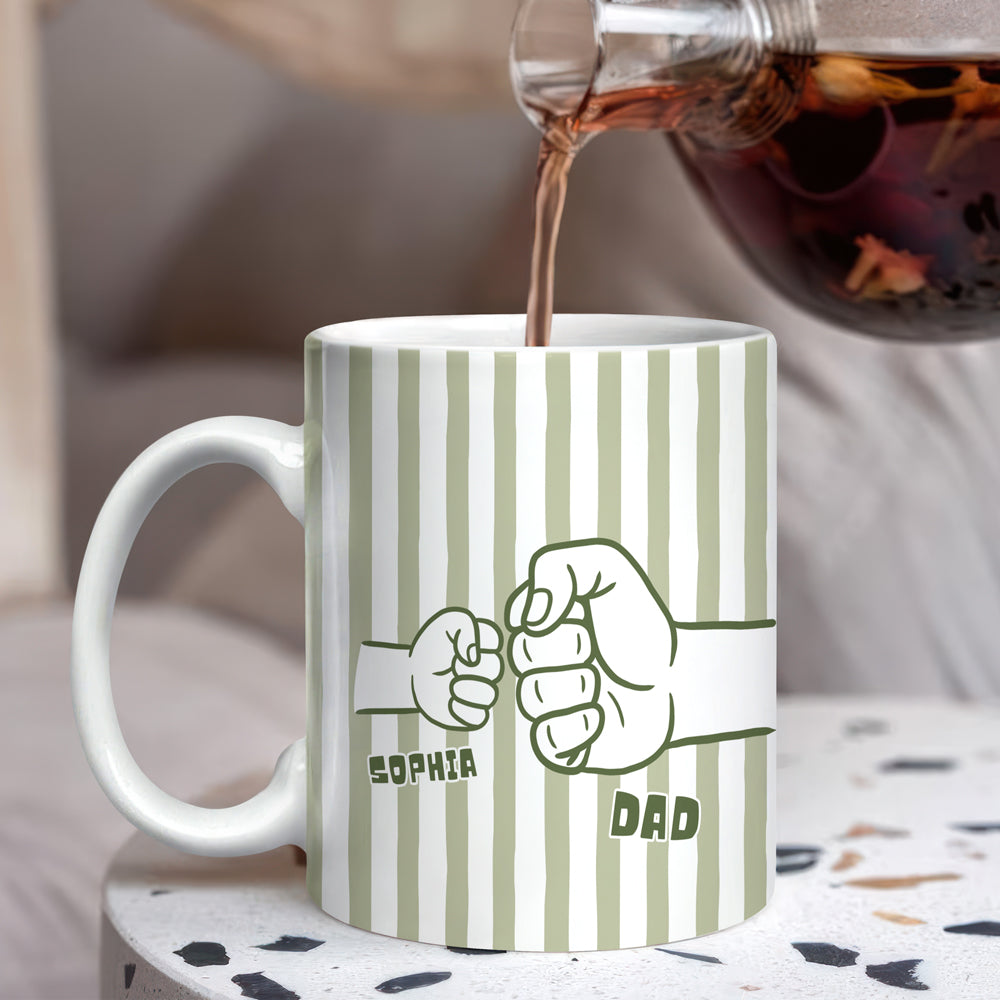 Personalized Fist Bump Coffee Mug Custom Gift for Dad HN590 - edge to edge mug GradoCreations