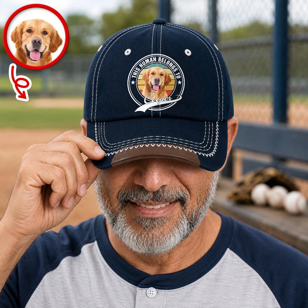 Personalized Dog Photo Baseball Cap Custom Name Gift for Pet Parents HN590 - Soft Baseball Cap GradoCreations