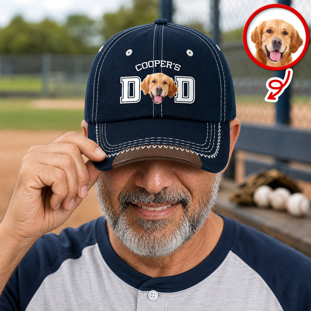 Personalized Dog Photo Baseball Cap Custom Gift for Pet Dad HN590 - Soft Baseball Cap GradoCreations