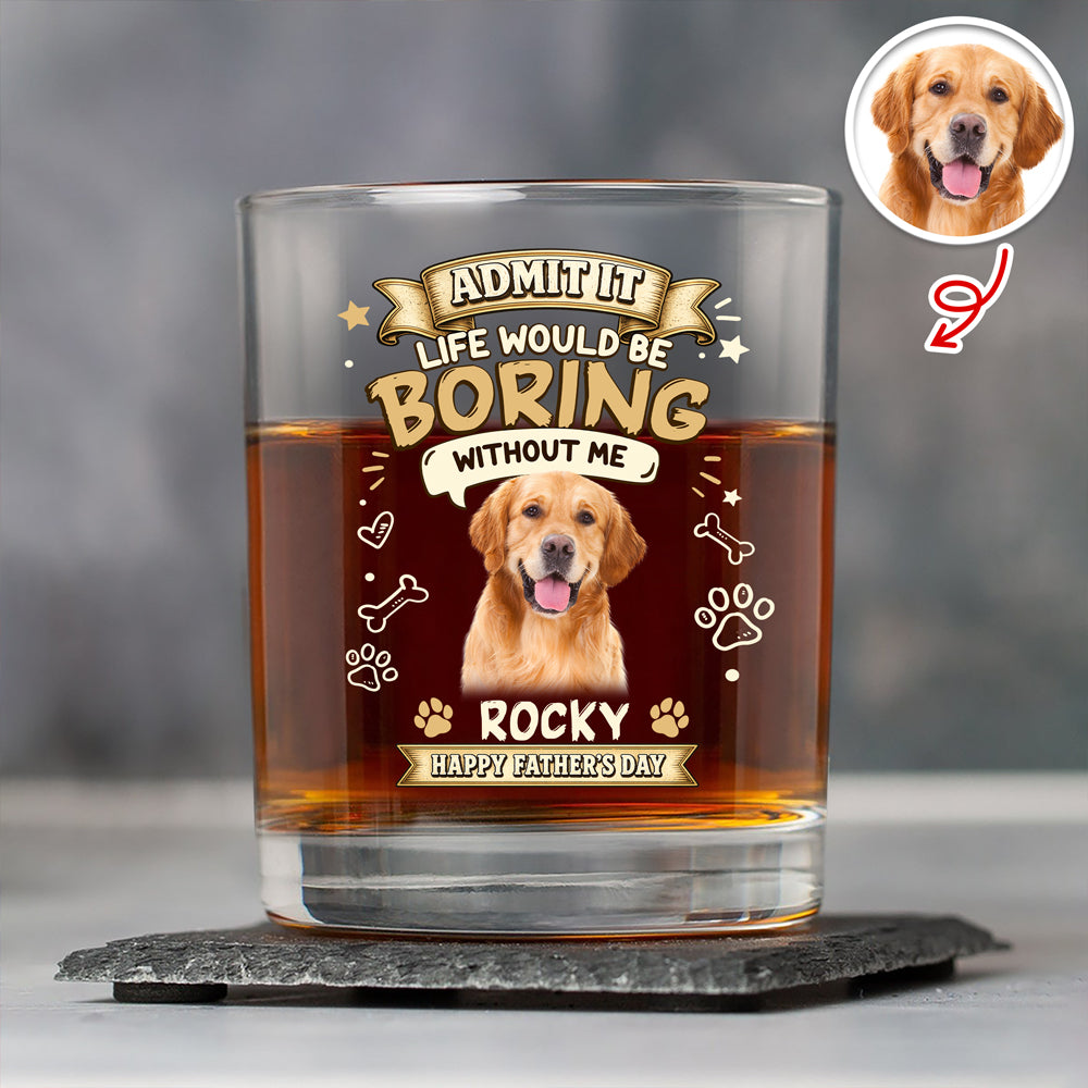 Personalized Photo Whiskey Glass Custom Gift for Dad HN590 - Print Rock Glass GradoCreations