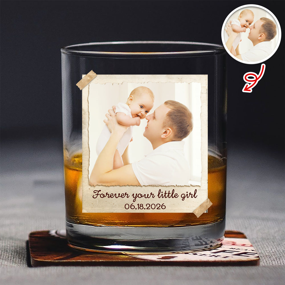 Personalized Photo Whiskey Glass Custom Gift for Dad HN590 - Print Rock Glass GradoCreations