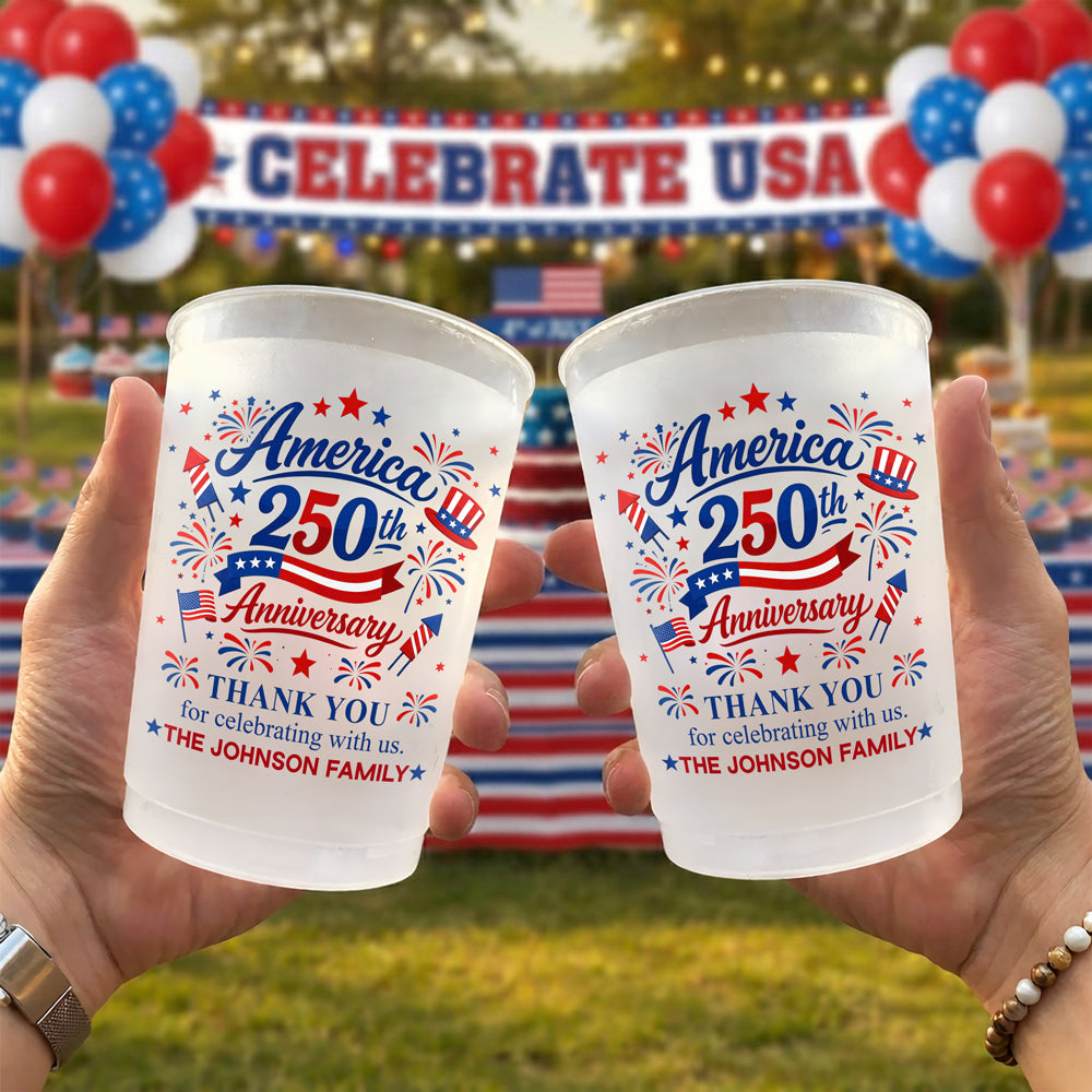 Personalized Family Name Party Cups Custom 250th Anniversary Celebration Gift HN590 - Cup GradoCreations