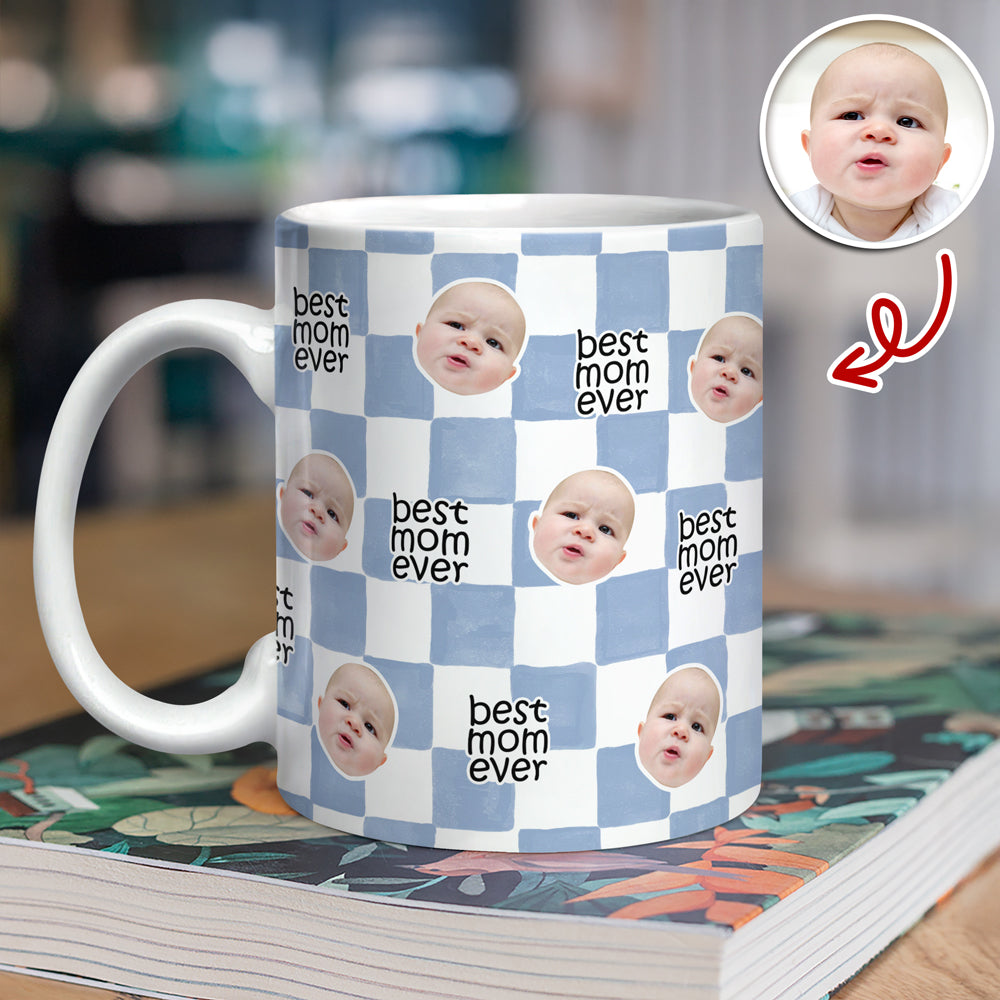 Personalized Full Mug Best Mom Ever Custom Face Gift for Mom HN590 - edge to edge mug GradoCreations