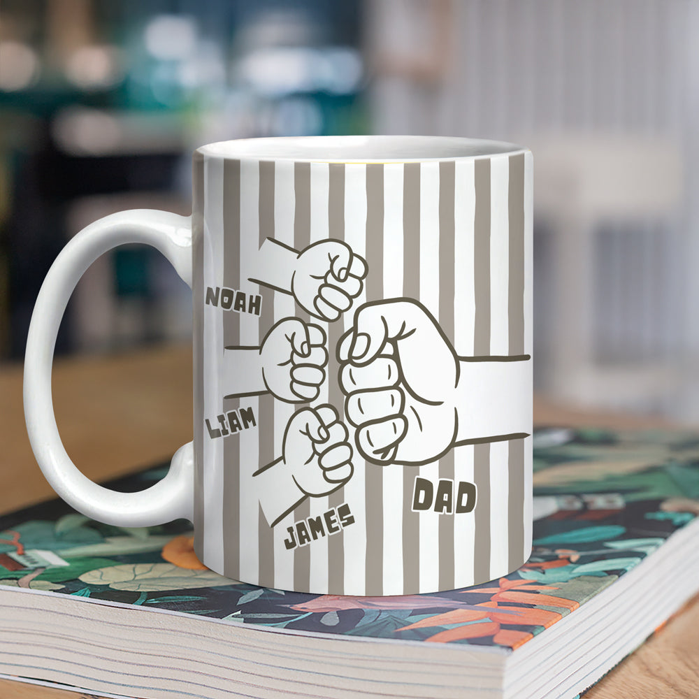 Personalized Fist Bump Coffee Mug Custom Gift for Dad HN590 - edge to edge mug GradoCreations