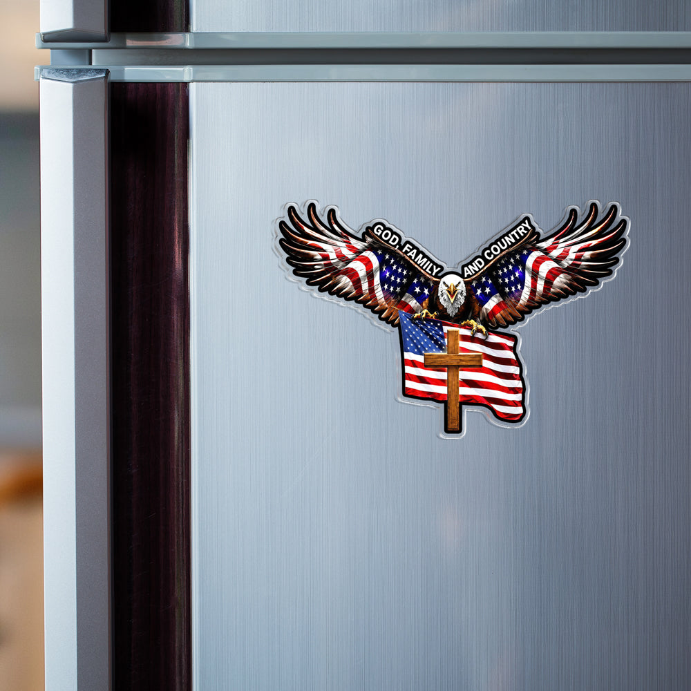 Personalized Acrylic Eagle Cross Magnet Christian Gift for Family HN590 - Custom Acrylic Shape Magnet GradoCreations