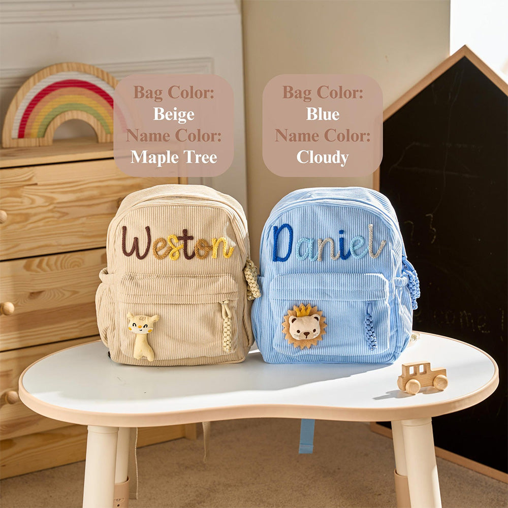 Personalized Corduroy Backpack for Kids - Custom Name Gift HN590 - Corduroy Backpack BCF fix GradoCreations