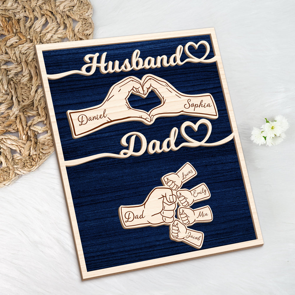 Personalized Wooden Plaque Gift for Dad Husband Custom Name HN590 - 2-Layered Wooden Plaque With Stand GradoCreations