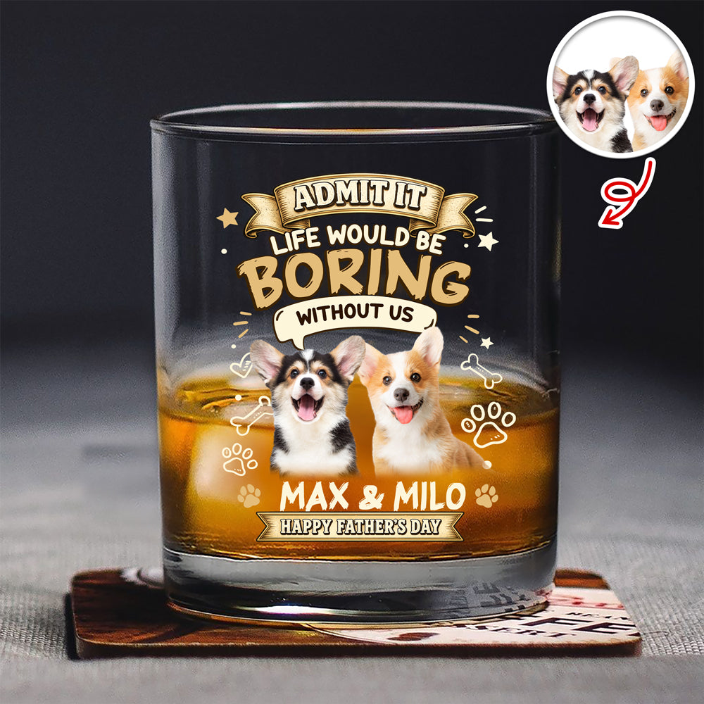 Personalized Photo Whiskey Glass Custom Gift for Dad HN590 - Print Rock Glass GradoCreations
