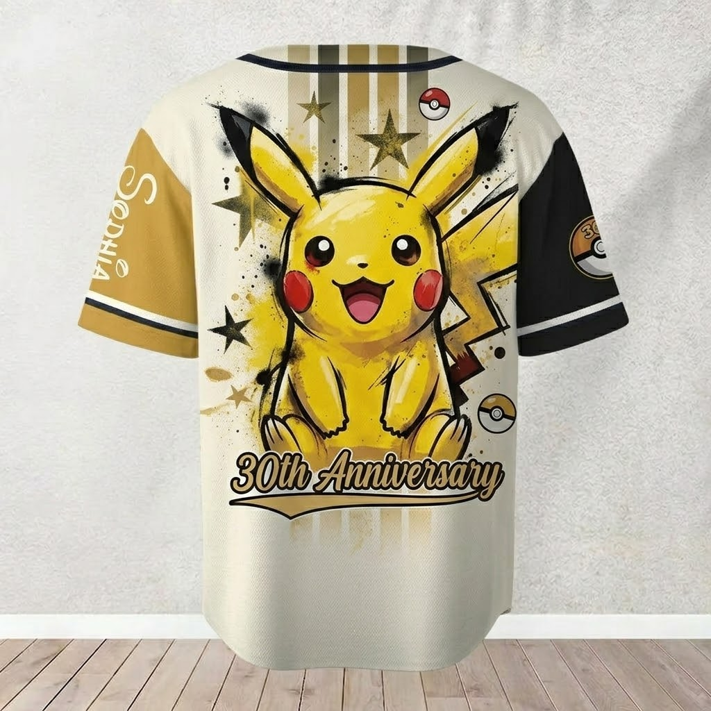 Personalized Baseball Jersey Celebrate 30 Years of Pokémon Gift for Fans