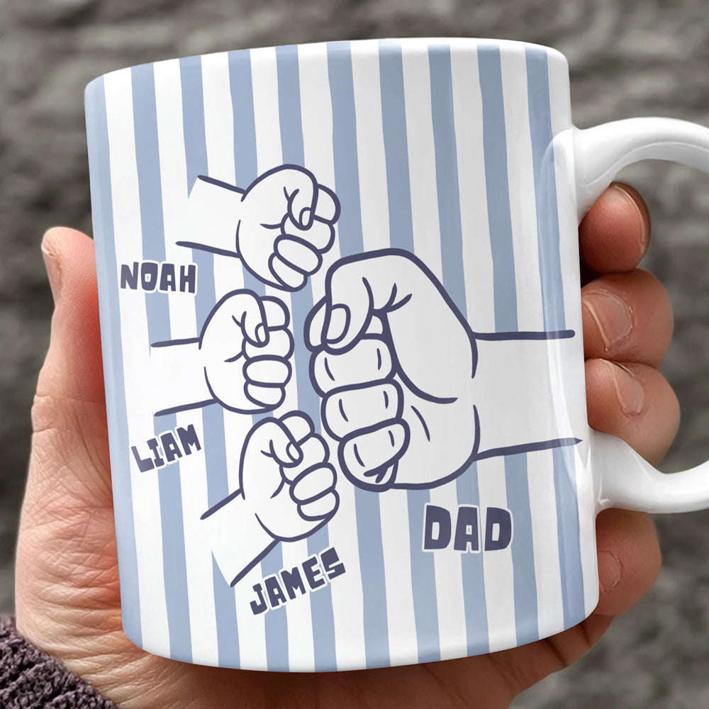 Personalized Fist Bump Coffee Mug Custom Gift for Dad HN590 - edge to edge mug GradoCreations