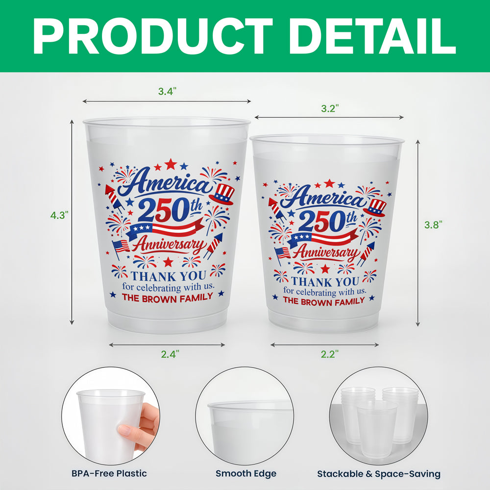 Personalized Family Name Party Cups Custom 250th Anniversary Celebration Gift HN590 - Cup GradoCreations