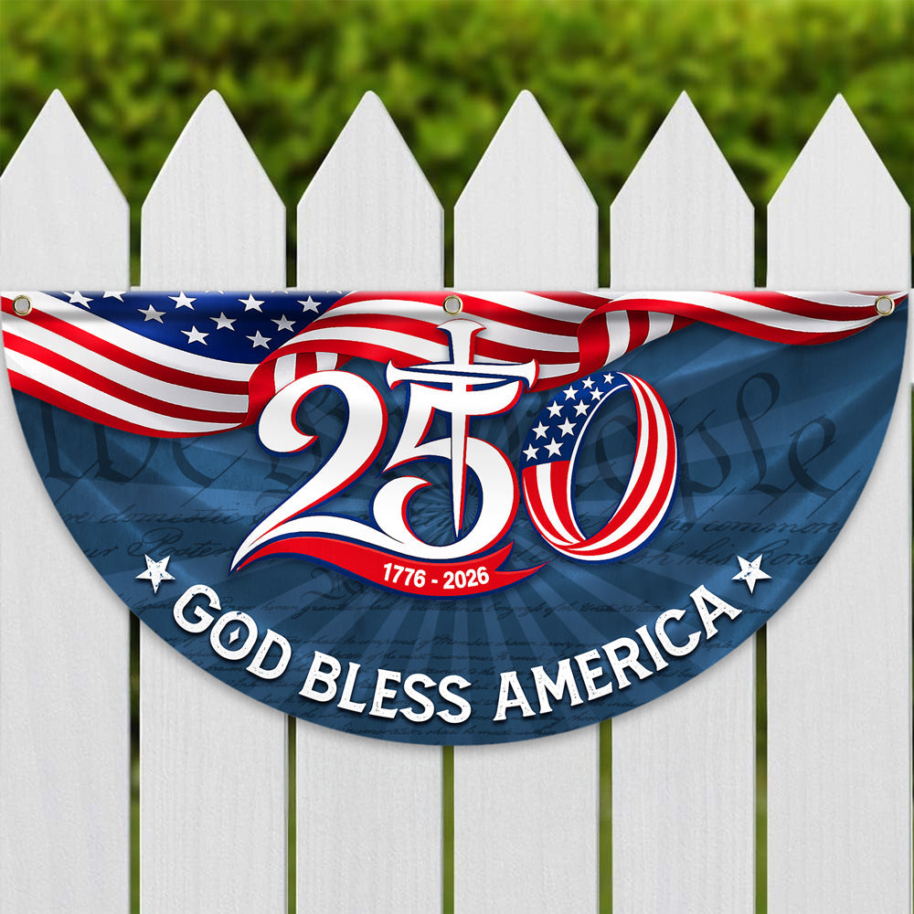 Customized Family Name Flag 250th Anniversary Gift for July 4th HN590 - Non-Pleated Fan Flag GradoCreations