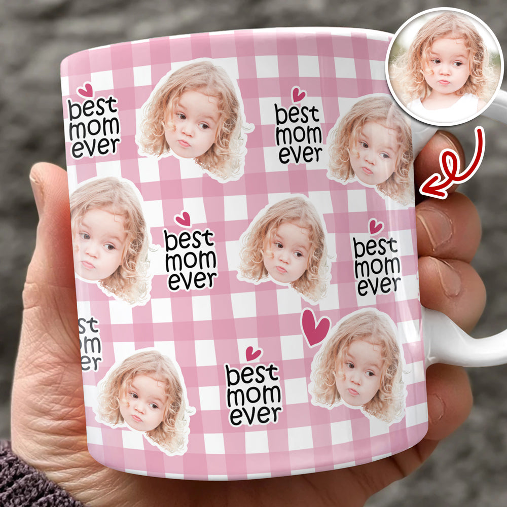 Personalized Full Mug Best Mom Ever Custom Face Gift for Mom HN590 - edge to edge mug GradoCreations