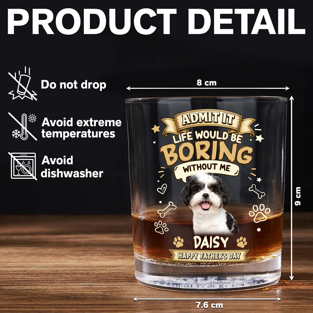 Personalized Photo Whiskey Glass Custom Gift for Dad HN590 - Print Rock Glass GradoCreations