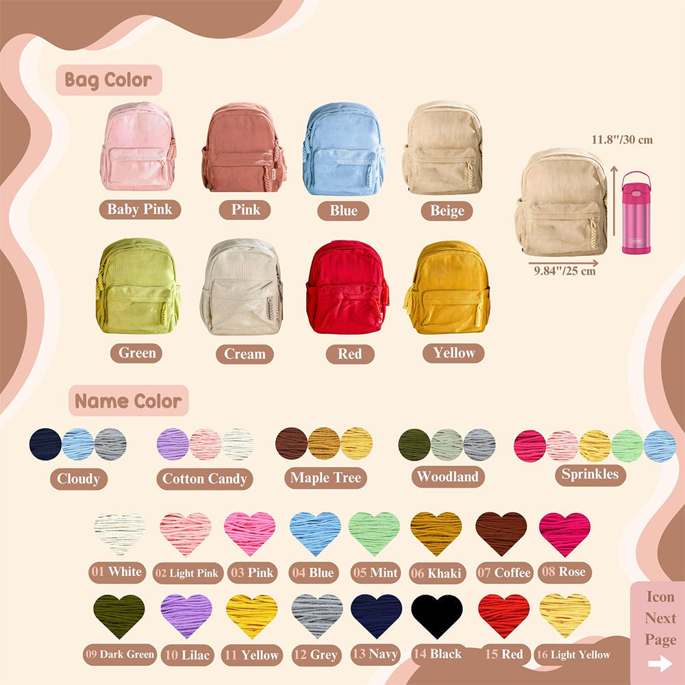 Personalized Corduroy Backpack for Kids - Custom Name Gift HN590 - Corduroy Backpack BCF fix GradoCreations