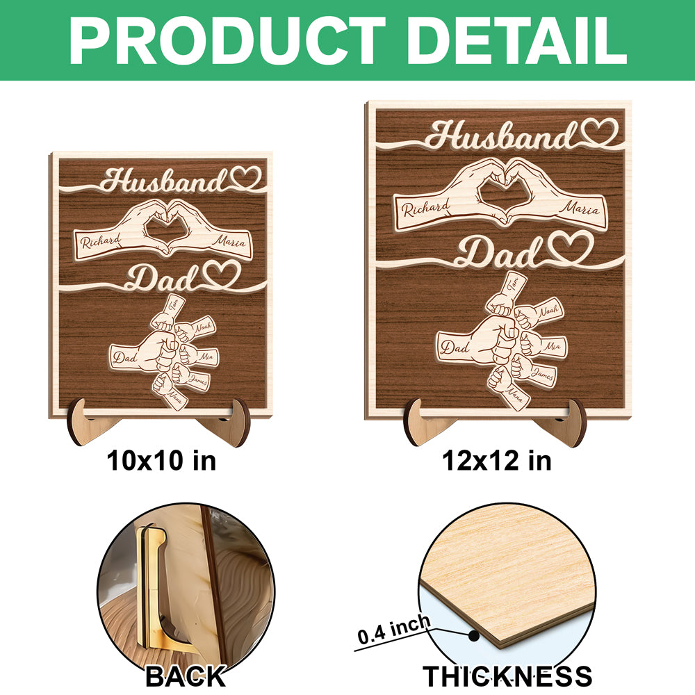 Personalized Wooden Plaque Gift for Dad Husband Custom Name HN590 - 2-Layered Wooden Plaque With Stand GradoCreations