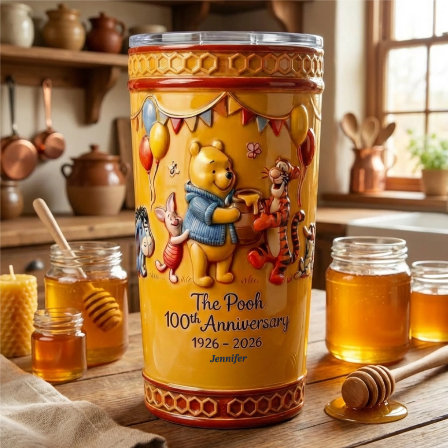 Personalized Honey Bear Tumbler 100th Anniversary Gift for Movie Fans