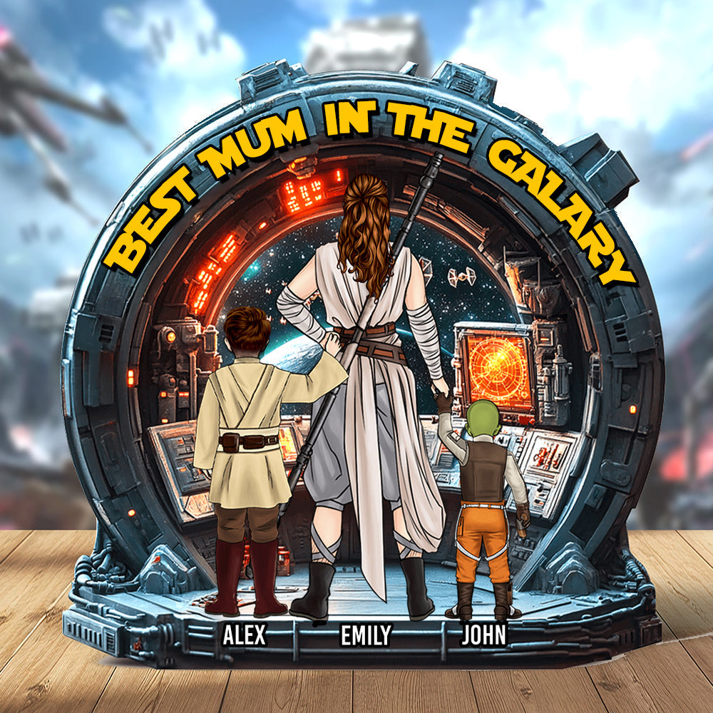 Personalized Best Mom In The Galaxy Acrylic Plaque Gift for Grandma, Mother's Day, Custom Family Decor