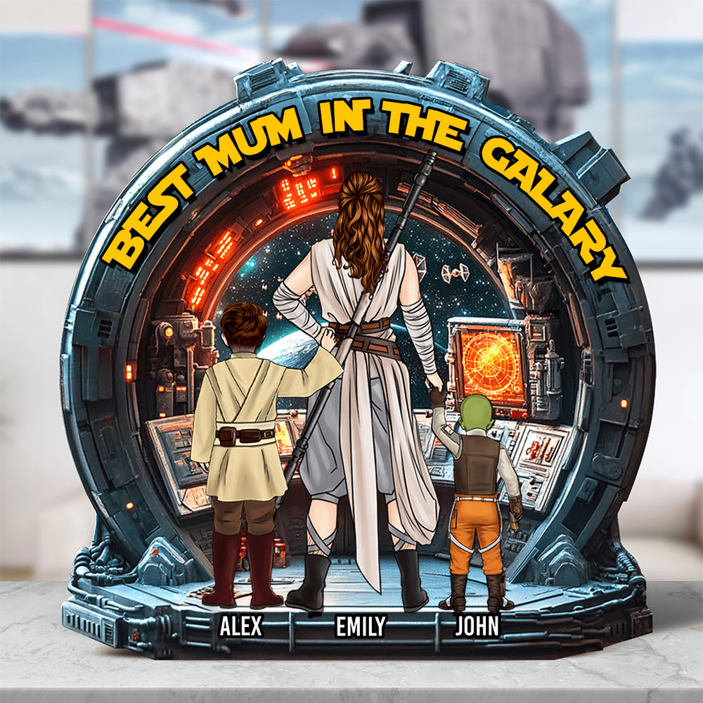 Personalized Best Mom In The Galaxy Acrylic Plaque Gift for Grandma, Mother's Day, Custom Family Decor