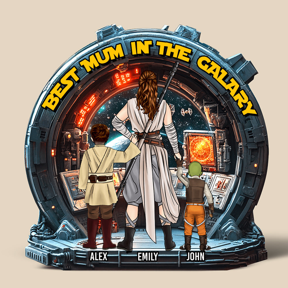 Personalized Best Mom In The Galaxy Acrylic Plaque Gift for Grandma, Mother's Day, Custom Family Decor