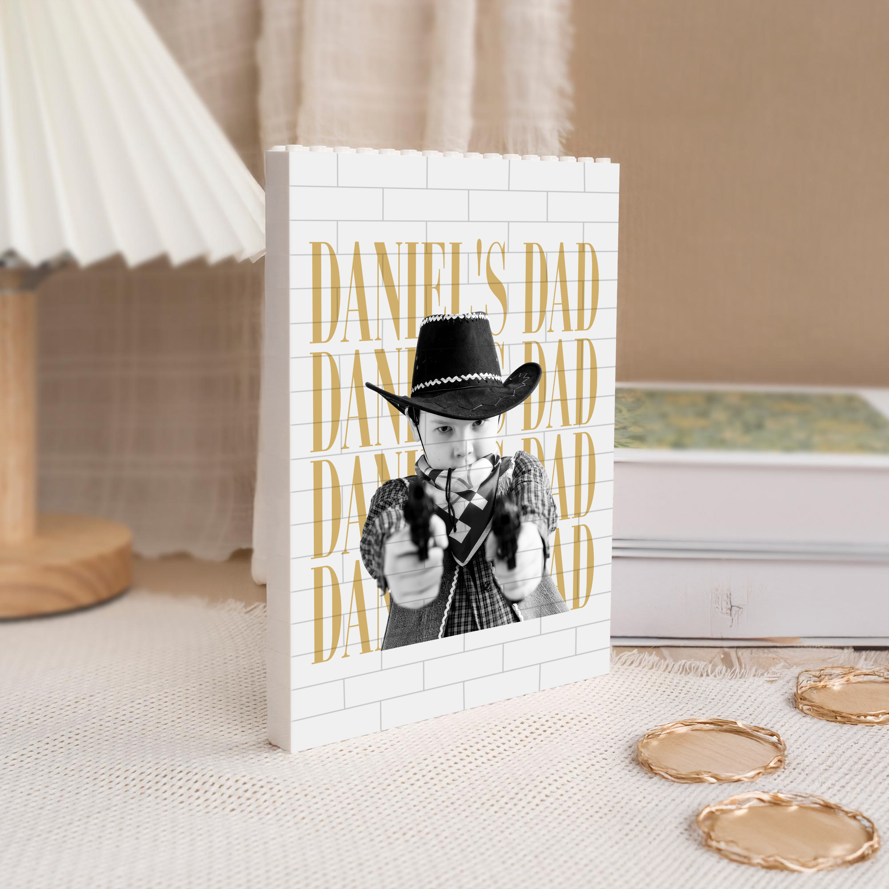 Personalized Vintage Photo Building Block Gift for Dad & Mom HN590 - Building Blocks GradoCreations
