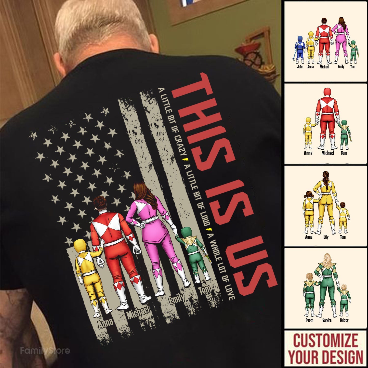 Personalized Family Power Ranger Shirt Custom Name Gift