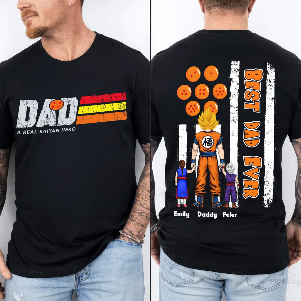 Personalized Dad T-Shirt with Saiyan Design - Gift for Dad
