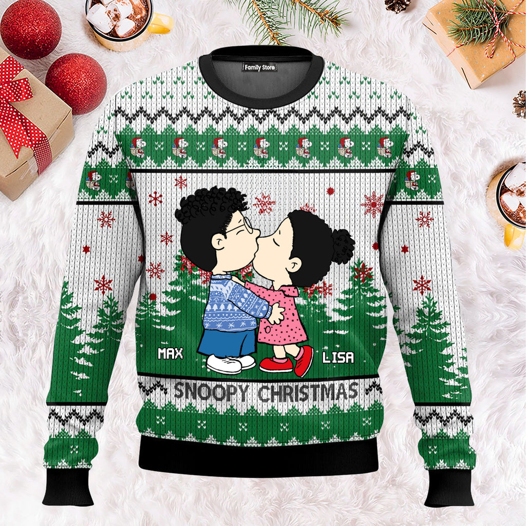 Personalized Snoopopy Merry Christmas Ugly Sweater Gift for Couples